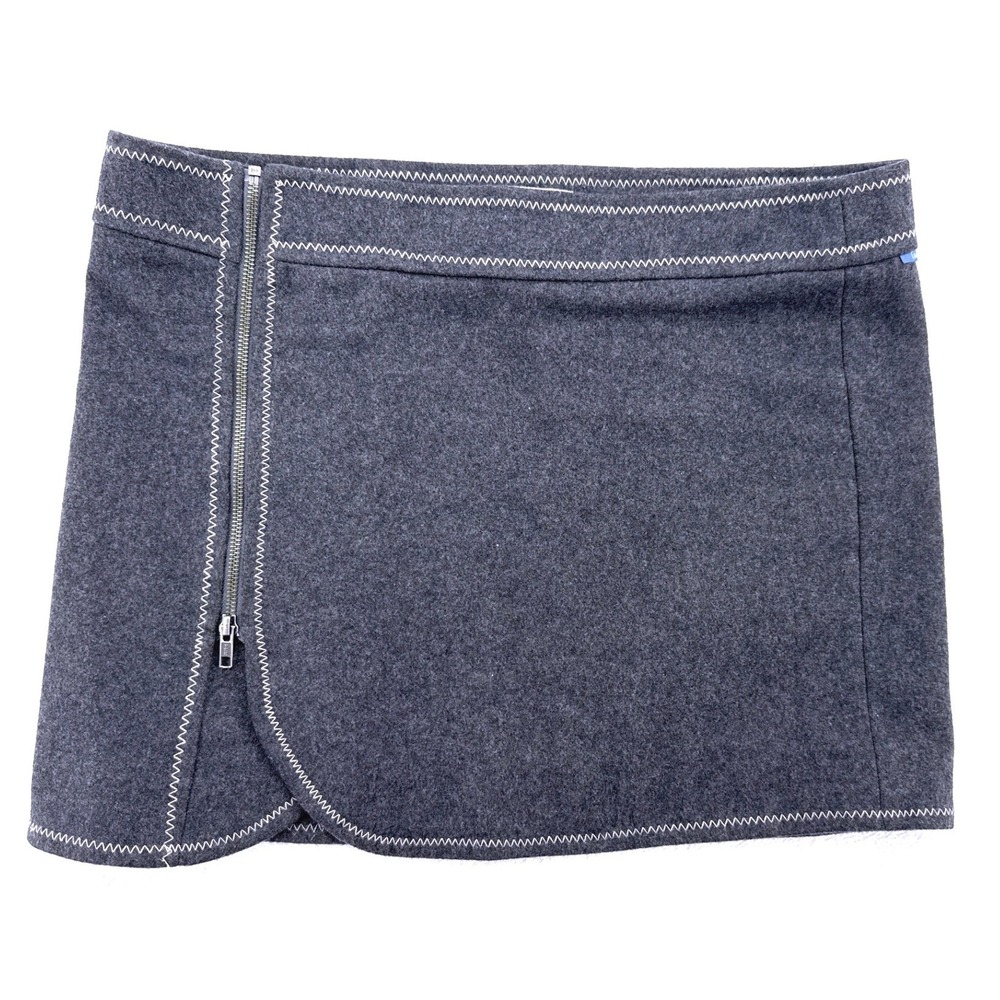 Wool Wrap Mini Skirt Purnell Womens Sz 10 30 Gray Zipper Fall Academia Preppy